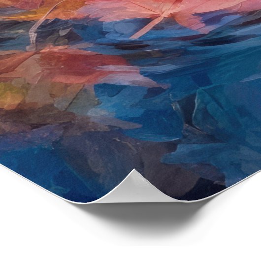 Herfst bladeren op het meer Fine Art Poster (Hoek)