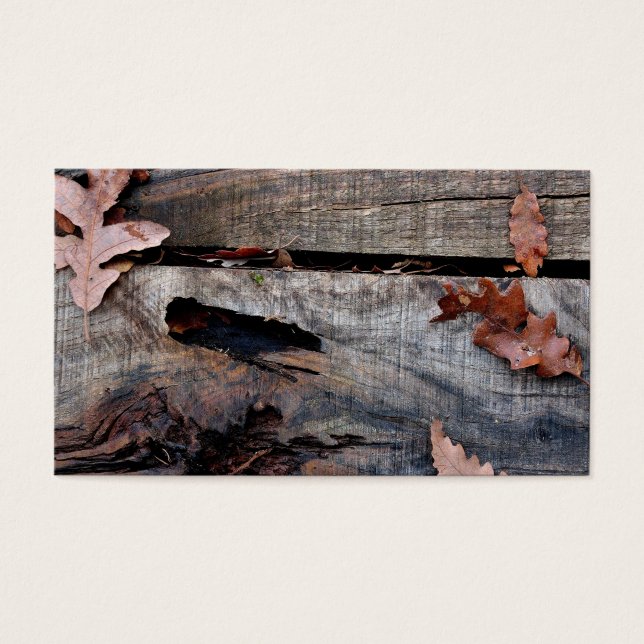 Herfst bladeren op oud hout visitekaartjes (Voorkant)