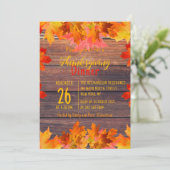 Herfst bladeren op rustieke houten Thanksgiving di Kaart (Staand voorkant)