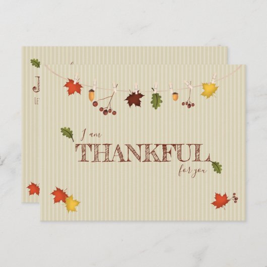 Herfst bladeren op waslijn briefkaart (Voorkant / Achterkant)