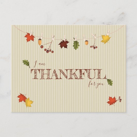 Herfst bladeren op waslijn briefkaart (Voorkant)