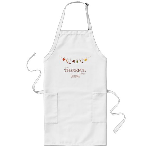 Herfst bladeren op waslijn lang schort (Voorkant)