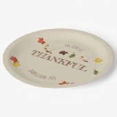 Herfst bladeren op waslijn papieren bordje (Gekanteld)