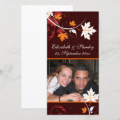 Herfst bladeren oranje rood wit bruiloft Save the Date (Voorkant / Achterkant)