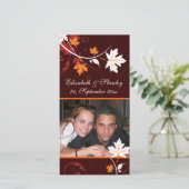 Herfst bladeren oranje rood wit bruiloft Save the  Save The Date (Staand voorkant)