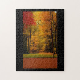 Herfst bladeren oranje roodgulden bladeren legpuzzel