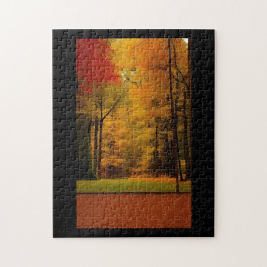 Herfst bladeren oranje roodgulden bladeren legpuzzel (Verticaal)