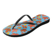 Herfst bladeren patroon 01x4b L Blauw BG Teenslippers (Schuin)
