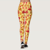 Herfst bladeren patroon 02 L Geel BG Leggings (Achterkant)