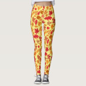 Herfst bladeren patroon 02 L Geel BG Leggings (Voorkant)