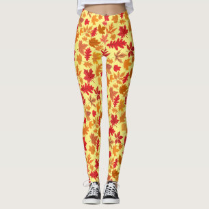 Herfst bladeren patroon 02 L Geel BG Leggings