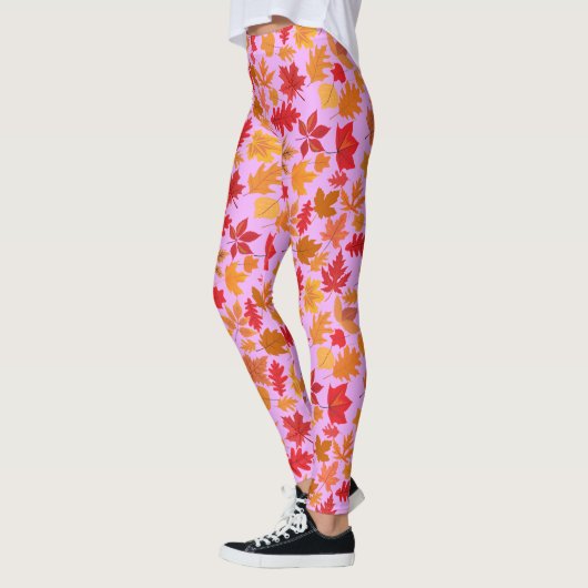 Herfst bladeren patroon 02 L Paarse BG Leggings (Links)