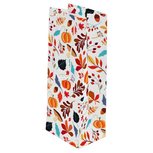 Herfst bladeren patroon wijn geschenkzak cadeautas (Achterkant Gekanteld)