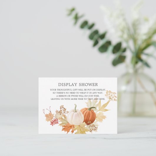 Herfst Bladeren Pompoen Display Douche Informatiekaartje (Staand voorkant)