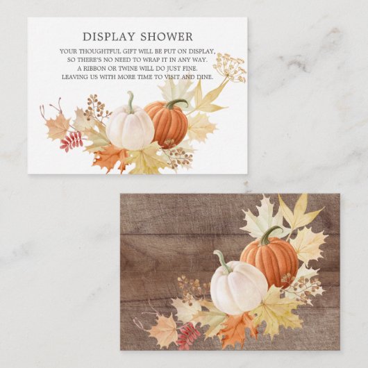 Herfst Bladeren Pompoen Display Douche Informatiekaartje (Voorkant / Achterkant)