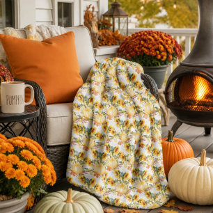 Herfst Bladeren Pompoen en Zonnebloem Gezellig Fleece Deken