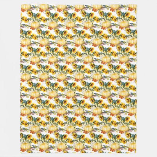 Herfst Bladeren Pompoen en Zonnebloem Knus  Fleece Deken (Voorkant)
