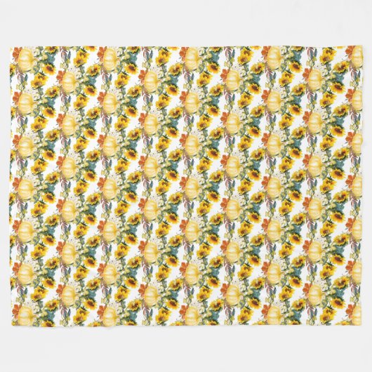 Herfst Bladeren Pompoen en Zonnebloem Knus  Fleece Deken (Voorkant (Horizontaal))