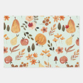 Herfst bladeren pompoen squash paddenstoel feest inpakpapier vel (Voorkant 3)