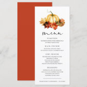 Herfst bladeren Pompoen Thanksgiving Diner Menu (Voorkant / Achterkant)