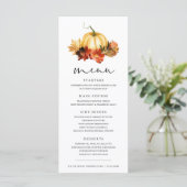 Herfst bladeren Pompoen Thanksgiving Diner Menu (Staand voorkant)