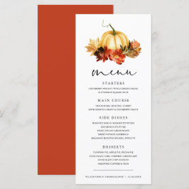 Herfst bladeren Pompoen Thanksgiving Diner Menu