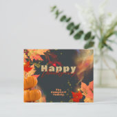 Herfst bladeren pompoenen glitter accenten Thanksg Briefkaart (Staand voorkant)