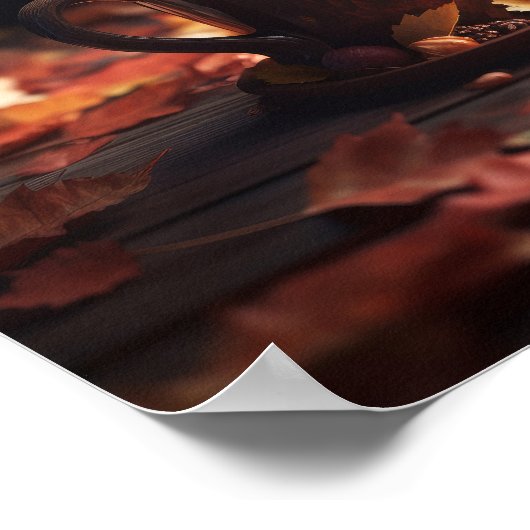 Herfst bladeren pompoenen & koffie poster (Hoek)