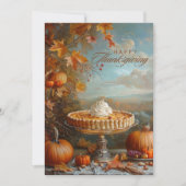 Herfst Bladeren Pompoentaart Happy Thanksgiving Feestdagenkaart (Voorkant)