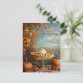 Herfst Bladeren Pompoentaart Happy Thanksgiving Feestdagenkaart (Staand voorkant)