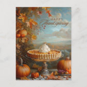 Herfst Bladeren Pompoentaart Happy Thanksgiving Feestdagenkaart (Voorkant)