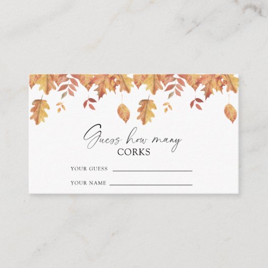 Herfst bladeren - raad hoeveel kurken bruids spel informatiekaartje (Voorkant)