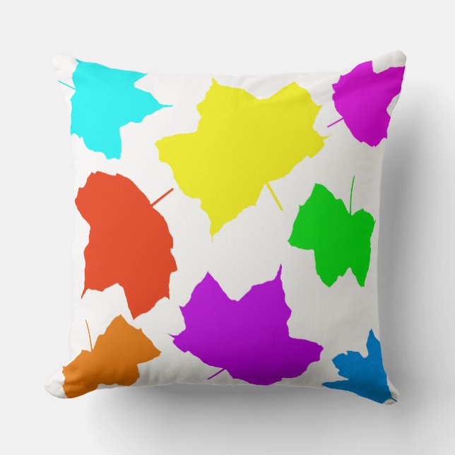 Herfst Bladeren Regenboog Multicolor Wit Custom Kl Kussen (Voorkant)