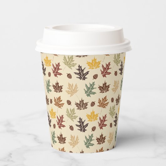 Herfst bladeren Rijke kleuren van crème bruin brui Papieren Bekers (Achterkant)