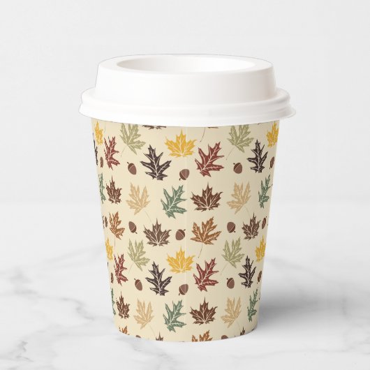 Herfst bladeren Rijke kleuren van crème bruin brui Papieren Bekers (Rechts)