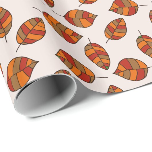 Herfst bladeren rood blad patroon op elke kleur cadeaupapier (Rol Hoek)