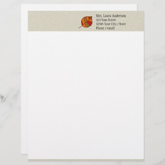 Herfst bladeren rood briefhoofd (Voorkant / Achterkant)