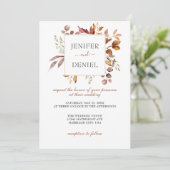 Herfst Bladeren Rustieke Landelijke Boho Bruiloft Kaart (Staand voorkant)