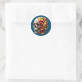 Herfst bladeren schedel ronde sticker (Tas)