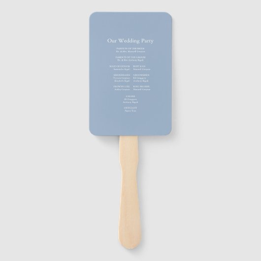 Herfst bladeren stoffige blauwe bruiloft hand fan handwaaier (Achterkant)