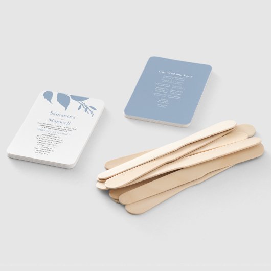 Herfst bladeren stoffige blauwe bruiloft hand fan handwaaier (Niet-gemonteerd)