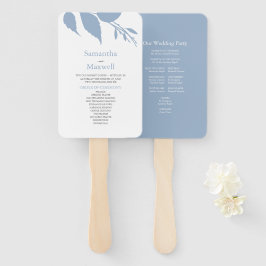 Herfst bladeren stoffige blauwe bruiloft hand fan handwaaier