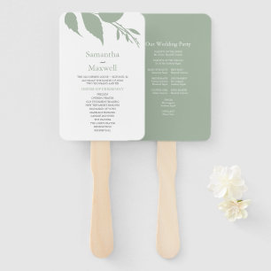 Herfst bladeren stoffige groene bruiloft hand fan handwaaier