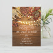 Herfst bladeren & String lichten op rustiek hout Kaart (Staand voorkant)