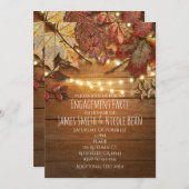 Herfst bladeren & String lichten op rustiek hout Kaart (Voorkant / Achterkant)