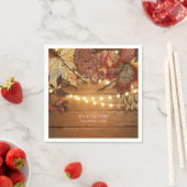 Herfst bladeren & String lichten op rustiek hout Servet (Insitu)