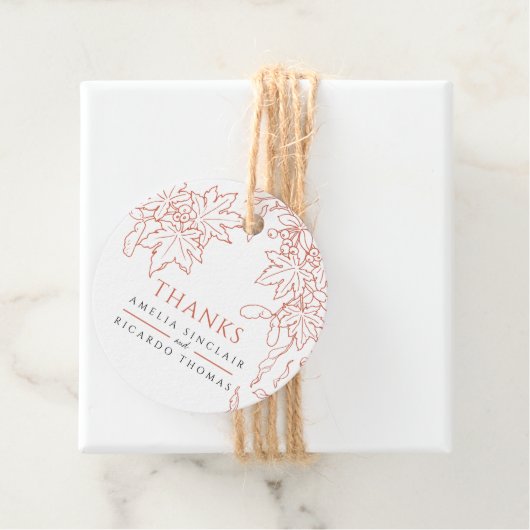 Herfst bladeren tekenen sinaasappel bruiloft bedan bedankjes labels (In situ)