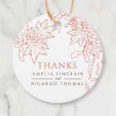 Herfst bladeren tekenen sinaasappel bruiloft bedan bedankjes labels (Voorkant)