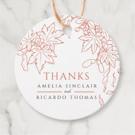 Herfst bladeren tekenen sinaasappel bruiloft bedan bedankjes labels