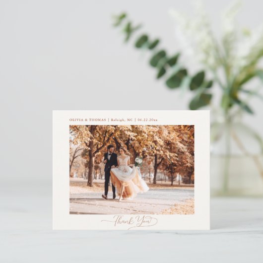 Herfst bladeren Terracotta bruiloft foto dank u Briefkaart (Staand voorkant)